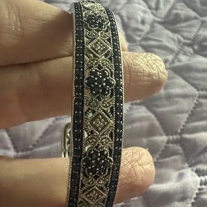 Sterling Silver Diamond & Safire Bangel Bracelet.